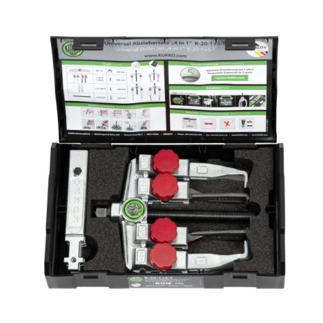 Ściągacz 2-ramienny uniwersalny w zestawie z przedłużkami 90 x 200 mm KUKKO kod produktu: K-20-1+S-T